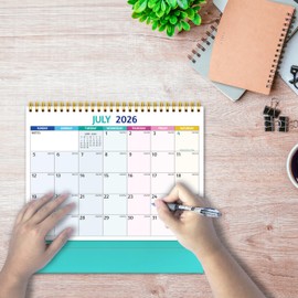 Desk Calendar 2026-2027 - Standing Flip Desktop Calendar 2026-2027, 18 Months Jul 2026 - Dec 2027, 10" x 8", Large with Notes, To-Do, Yearly Overview, Thick Paper, Great for Easy Planning - Multicolor