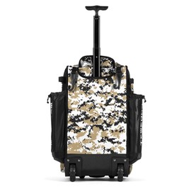 Boombah Rolling Catchers Superpack Baseball/Softball Gear Bag - 23-1/2" x 13-1/2" x 9-1/2" - Digital Camo Black/Vegas Gold - Telescopic Handle and Holds 4 Bats - Wheeled Version
