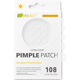 Parches para acne, 108 piezas, Estrellas para granos, 5 tamaños (8, 10, 12, 14, 16 mm), Hidrocoloides pimple patches que se adaptan con precisión a diferentes tamaños de acné, Pegatinas con árbol de té, ácido salicílico y centella