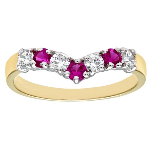 9ct Yellow Gold Ruby Wishbone Eternity Ring - sizes J
