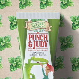 Punch & Judy Kids Natural Toothpaste, Mild Mint Flavour, 6+ Months, Natural Ingredients, Fluoride, Sugar Free 50ml (Pack of 1)