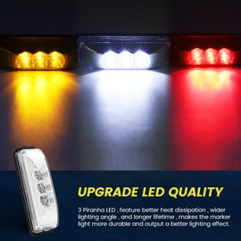 Biqiure Trailer Side Marker Light White/Red/Yellow,4 Inch 3-LED Side Marker Indicator Light Front Rear Side Position Lamps 12V 24V Clearance Light for Truck Camper Van Lorry RV,6pcs