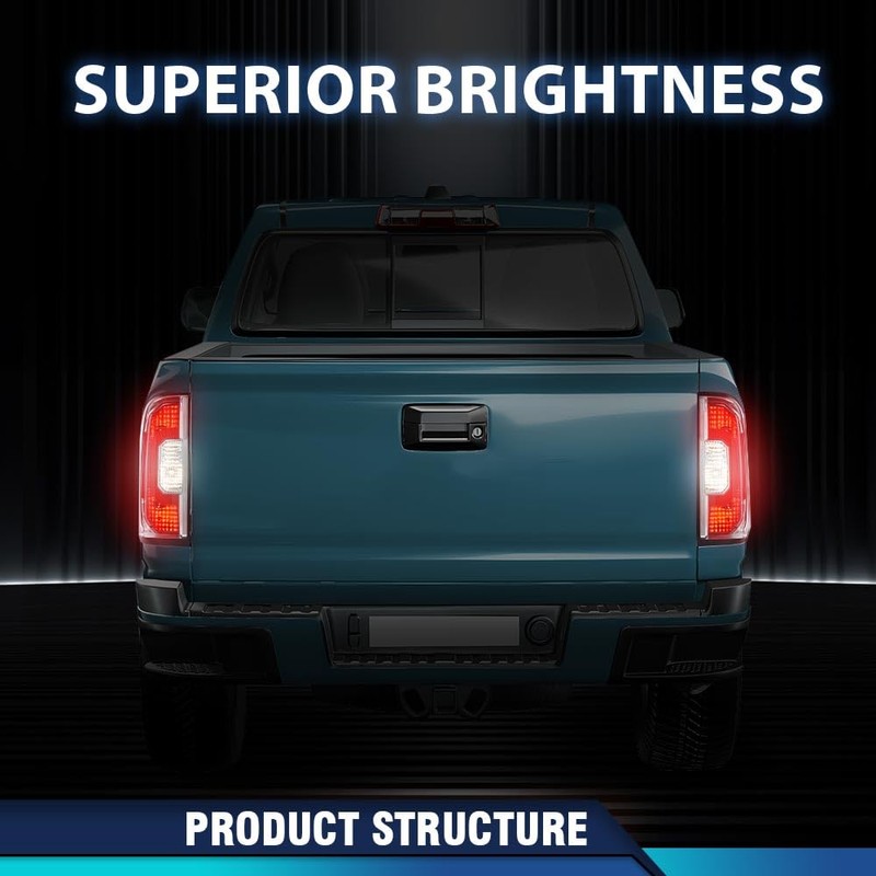 PIT66 Tail Lights w/Bulbs Compatible with GMC Canyon 2017 2018