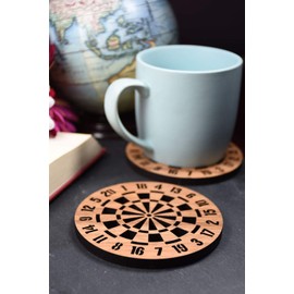 Individual Dartboard Coaster - Wooden dart board coaster. Perfect gift for a Darts fan. Darts fanatic. Ideal for darts obsessive. Dart board
