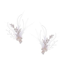 2PCS Feather Hair Clips for Women Girl Vintage White Feather Hair Piece Swan Accessories Bridal Wedding Fascinator Hair Clips Barrettes