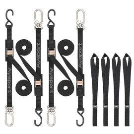 Ayaport Cam Buckle Tie Down Straps 10 feet with Swivel Carabiner Hook for Motorcycle, Kayak, Car, Truck, Dirt Bike