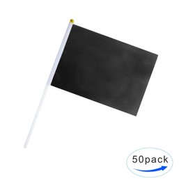 GentleGirl.USA 50 pack black flag, pure Solid black small Mini banner banner flags Stick, party color decoration parade supplies, school, sports club, international festival celebration