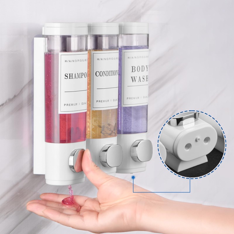 Shower Soap Dispenser Wall Mounted No Drill Shampoo Dispenser for