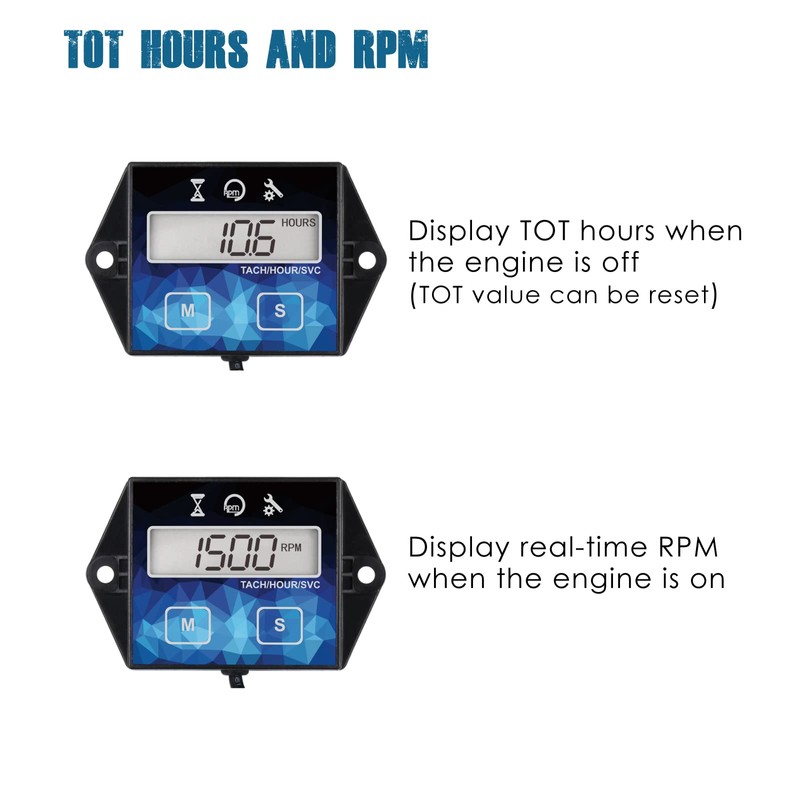 Runleader 2 Pieces Runleader Small Engine Timer, Digital Tachometer, Maintenance
