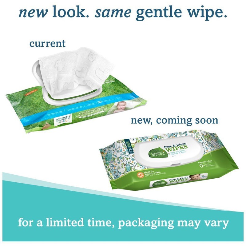 SEVENTH GENERATION Free & Clear Travel Baby Wipes 30Ct, 30