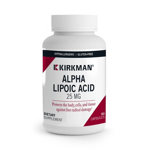 Kirkman - Alpha Lipoic Acid 25 mg - 90 Capsules - Potent Antioxidant - Protects Against Harmful Radicals - Hypoallergenic