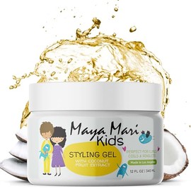 MAYA MARI Gel Para Peinar El Cabello Para Niños Con Extracto De Coco | Gel Para El Cabello De Bebé Seguro Y Suave | Productos Para El Cabello Para Niños Pequeños Sin Sulfatos Para Niños Y Niñas, 12 Oz