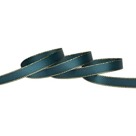 Ribbonitlux 3/8" Double Face Satin Ribbon with Gold Edge 25 Yards (347-Teal) , Set For Gift Wrapping, Party Decor, Wedding and Craft