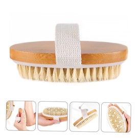 TOVINANNA 3pcs Shower Bathing Natural Bristle Massage Brush for Cleaning and Exfoliating Dual-sided Handle Bath Brush for Wet and Dry Brushing for Relaxation and Skin Care