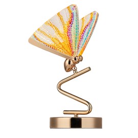 Metal butterfly table lamp Stained glass table lamp Nordic light luxury 4w with plug acrylic lampshade neutral light LED color butterfly table lamp Suitable for living room bedroom office decoration