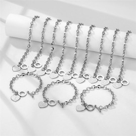 yipima Initial Heart Charm Bracelets for Women 14K gold/Silver Tone Stainless Steel OT Clasp Heart A-Z Letter Name Bangle Bracelet Gifts