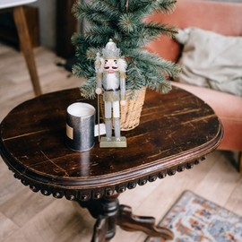 GARNECK Nutcracker Soldier Figures Wooden Nutcracker Doll Christmas Snow King Doll Ornament for Festival Party Outdoor Kids Silver 12. 20inch