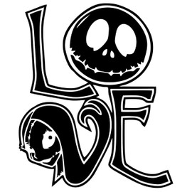 Nightmare Before Christmas Love Sally and Jack Sticker Vinyl Decal 5 X 4 Inch for Kids, Cars, Trucks, Motorcycles, Boats, Laptops, Tablets & Skateboard SS&Ds - 1055