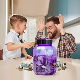 X-Large Piggy Bank for Adults Kids, Vcertcpl Digital Coin Counting Bank with LCD Counter, 2.4L Capacity, Great Coin Counter Bank Money Counting Jar with Total Amount Displayed (Purple)