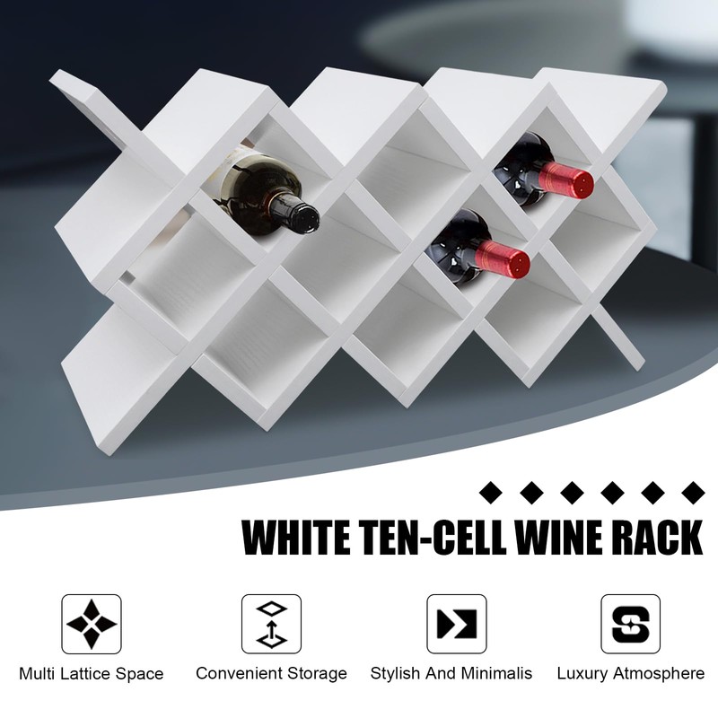 Generic Wooden 10-Bottle Wine Rack, Wine Display Rack, Countertop Free-Standing