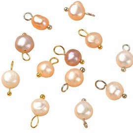 ARTISAMILY - 24 colgantes de perlas naturales de agua dulce, colgantes de perlas irregulares, llavero de perlas irregulares, mini adorno colgante de 12 mm para manualidades, pulseras, collares