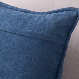 MADIZZ Set of 2 Short Chenille Throw Pillow Covers 12x20 Inch Denim Blue Soft Decorative Cushion Cover for Sofa Bedroom Pillow Shell