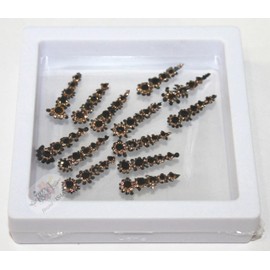 13 Bindi Box Long Crystal Bindis Bridal face Jewels Forehead Tika | wedding makeup party event body art temporary tattoo Indian Bindi for women Crystal Long Bindi (Black)