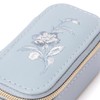 Francfranc French Embroidered Flower Mini Travel Jewelry Box Blue, blue