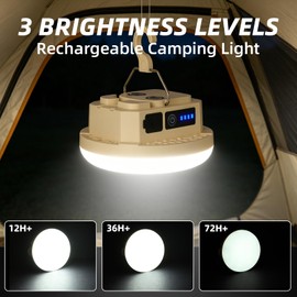 Rechargeable Camping Light 3000LM, LED Lantern with 4000mAh, Soft Start Eye Protection, Magnetic Hanging Tent Light with Type-C, Emergency Light for Power Outage, Outdoor Camping (Cold White)