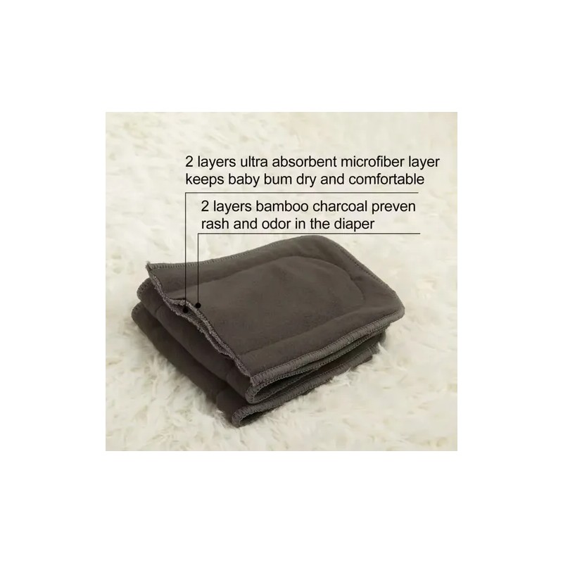 10 Absorbentes Insertos De Bambú Charcoal 4 Capas Nocturno
