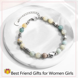 wynn's Gifts for Best friend, Heart Charm Healing Stone Bracelet Friendship Gifts for Women Girls on Birthday Christmas Graduation