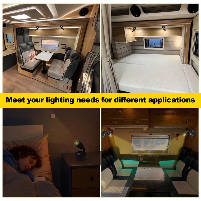 WTNYOU 12V LED RV Interior Reading Light, Dimmable, with Dual