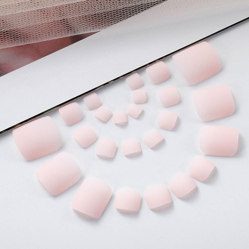 Outyua Solid Square Fake Toenails Matte Press on Toe Nails