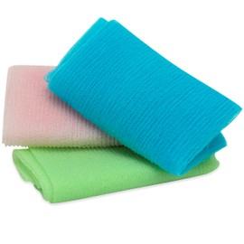 ST 528801 Body Exfoliating Cloths, 11.8 Inch x 35.4 Inch, Assorted, 3 Pack