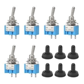 Pack of 6 Toggle Switches 12 V, 2 Pin Mini Switch 12 V, 2 Ports 2 Positions 6 A/125 V 2 Pin MTS-101 for Installation in Homes, Cars and Electrical Devices