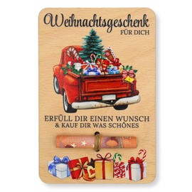 ZUKLA Packaging Money Gift Christmas Car 15 x 10 cm - Colourful Print Money Gift Packaging Christmas Wood - An Original Idea to Give Money - Money Gift Christmas