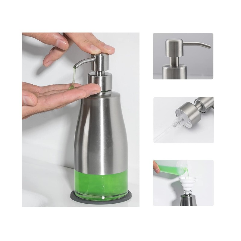 Gaussra 2 Pack Soap Dispenser with Coaster and Stickers, Stainless