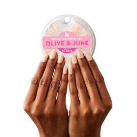 Olive & June Instant Mani Press-On Nails | (Glue) Short, Round 42 Fake Nails, 21 Sizes | Non-Toxic, Long-Lasting Recycled Materials Realistic Look | Salon-Quality at Home | KAG