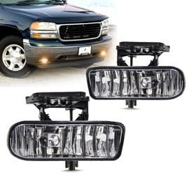 SPIEGEER Fog Lights Assembly for 1999 2000 2001 2002 GMC Sierra Replacement Kit for 2000 2001 2002 2003 2004 2005 2006 GMC Yukon with 880 12V 27W Halogen Bulbs ​Clear Lens