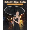 Lantusire Automatic Inverted Rain Umbrella with Reflective Strip, Wooden Handle
