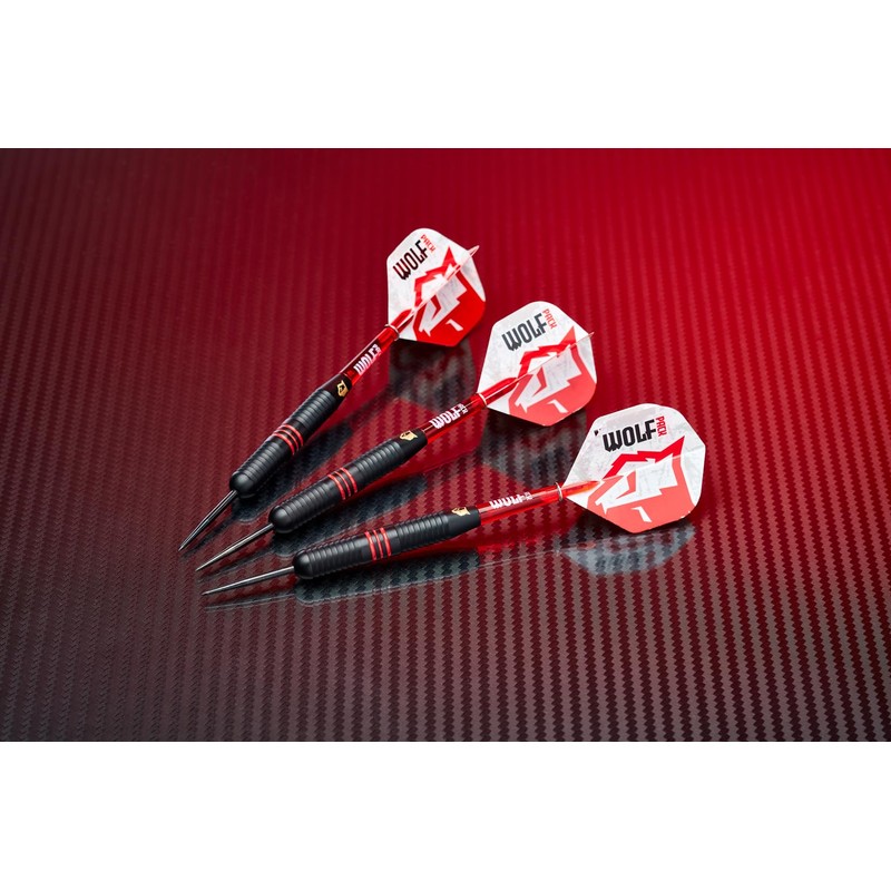 RED DRAGON Wolf Pack 22g Steeltip Brass Darts Set with