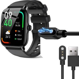 Compatible for LLKBOHA Smart Watch 1.85" Charger, Blueshaweu 2 Pin Magnetic USB Replacement Charging Compatible with LLKBOHA P72 Smart Watch 1.85 inch/Horsdo P72 Smartwatch (Black)