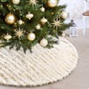 Alynsehom Christmas Tree Skirt, Large White&Gold Bronzing Luxury Faux Fur