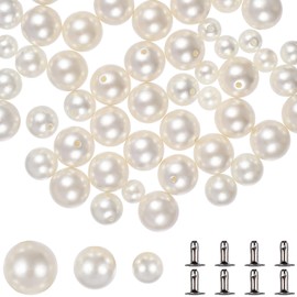 NUOBESTY 150 Pcs Pearl Rivets Beads Fake Pearl Studs Bridal Veil Decorative Pearls Imitation Pearls Bride
