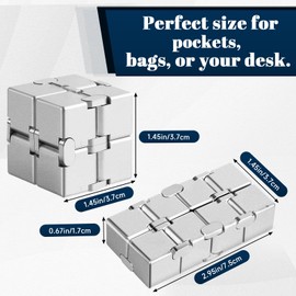 Bonison Infinity Cube - Fidget Cube Toys for Adults and Kids Premium Aluminum Alloy for Stress Relief, Anxiety, ADHD, Fidget Block with Case Pocket Size Gift for Work, School, Travel