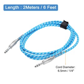 QUARKZMAN Guitar Instrument Cable, 6 Feet 1/4 Inch to 1/4 Inch Straight to Straight Angle Electric Guitar Jack Cable for Guitar Bass, White Blue