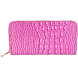 PU Leather Women's Wallet Horizontal Format with Crocodile Skin Pattern in Dimensions 20 x 494073755502 with 5 Bill Slots, 1 Coin Pocket, 8 Credit Card Slots