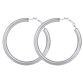 GoldChic Vintage Women's Earrings Stainless Steel Hoop Earrings 30 mm/40 mm/60 mm/80 mm Simple Hoop Stud Earrings Silver/Gold/Black Lightweight Hoop Earrings Anti-Allergy Earrings for Women Girls,