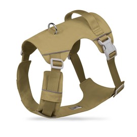 Mile High Life No Pull Dog Harness with Reflective Stripe, Adjustable Easy Get on Lightweight Harness for Small Medium Large Dogs Walking Running Training (Khaki, XL Chest 26"-37")