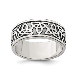 Solid 925 Sterling Silver Men's Antiqued Celtic Knot Wedding Band Ring (9mm)